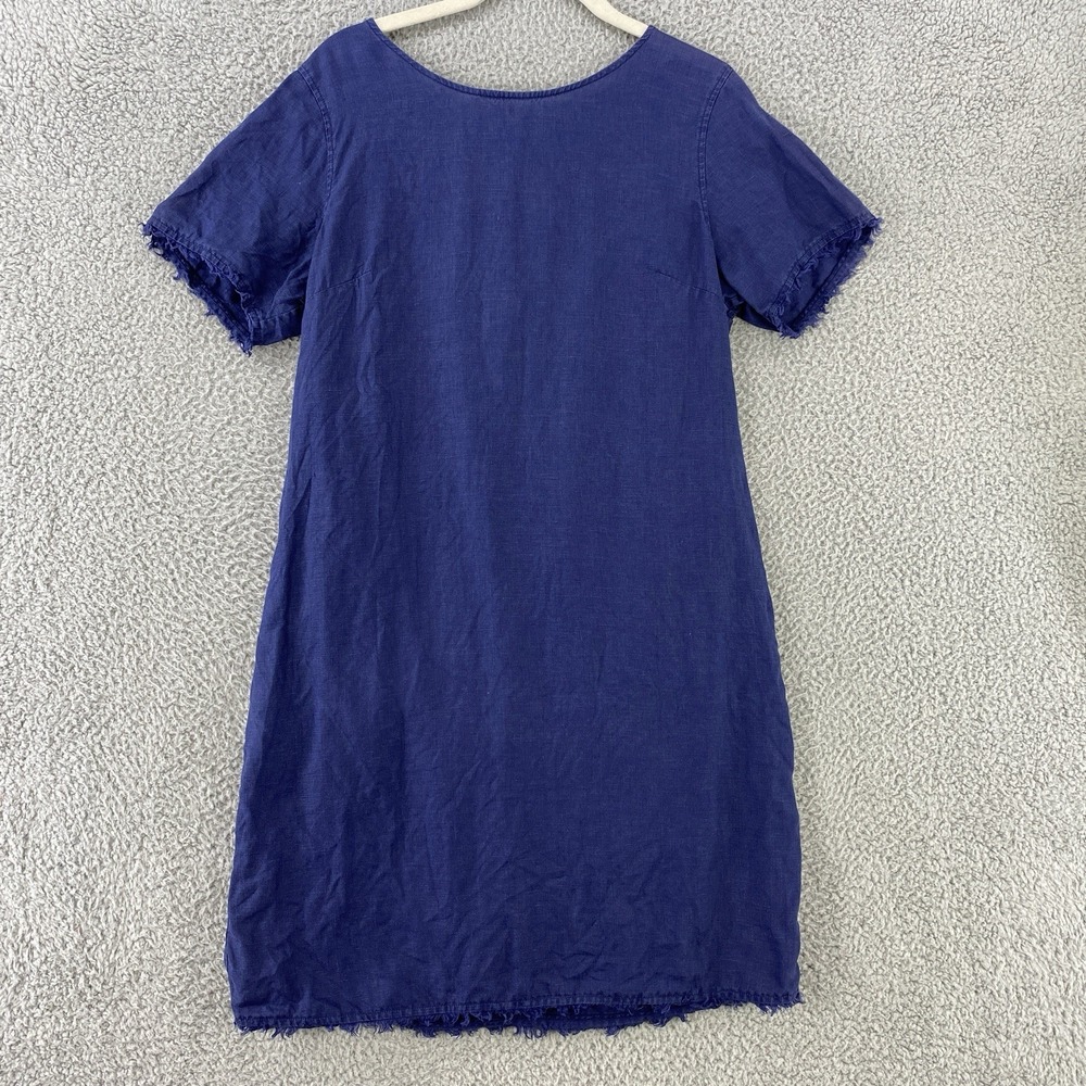 Tommy Bahama Dress Women's Small Blue Linen Frayed Hems A Line Zip Beach Aloha